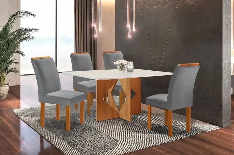 Mesa de Jantar 120x80 com 4 Cadeiras Londres s876
