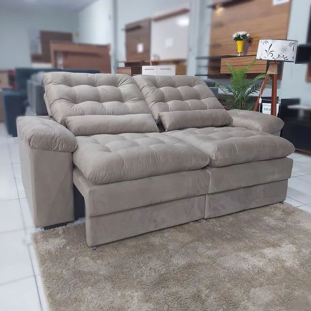10X / SOFÁ RETRÁTIL E RECLINÁVEL 4 LUGARES (brinde 2 almofadas) - Foto 3