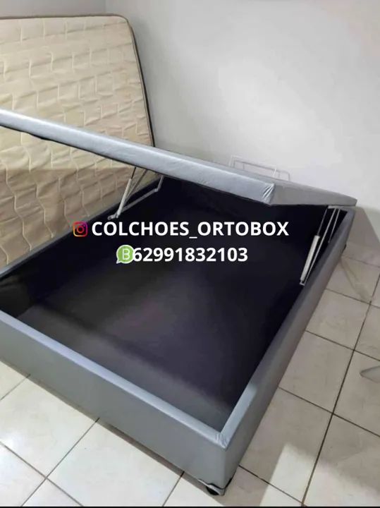 Cama Box Baú Casal inteiro corino e suede - Foto 4