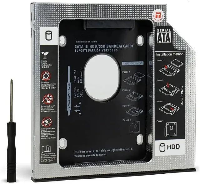 Adaptador Dvd para Hd Ou Ssd Notebook Drive Caddy 9,5mm - Foto 3