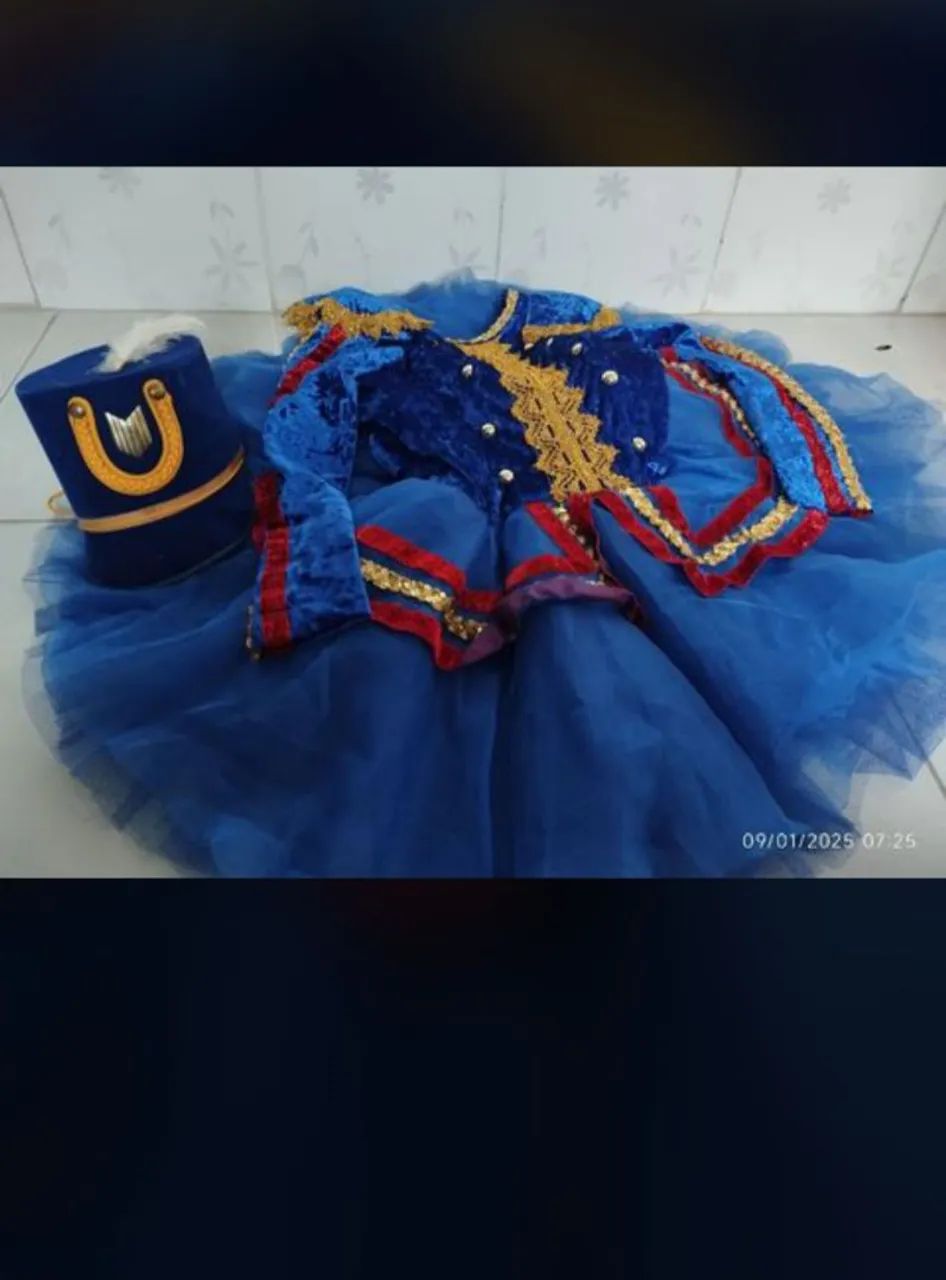 Fantasia Azul com Detalhes Dourados