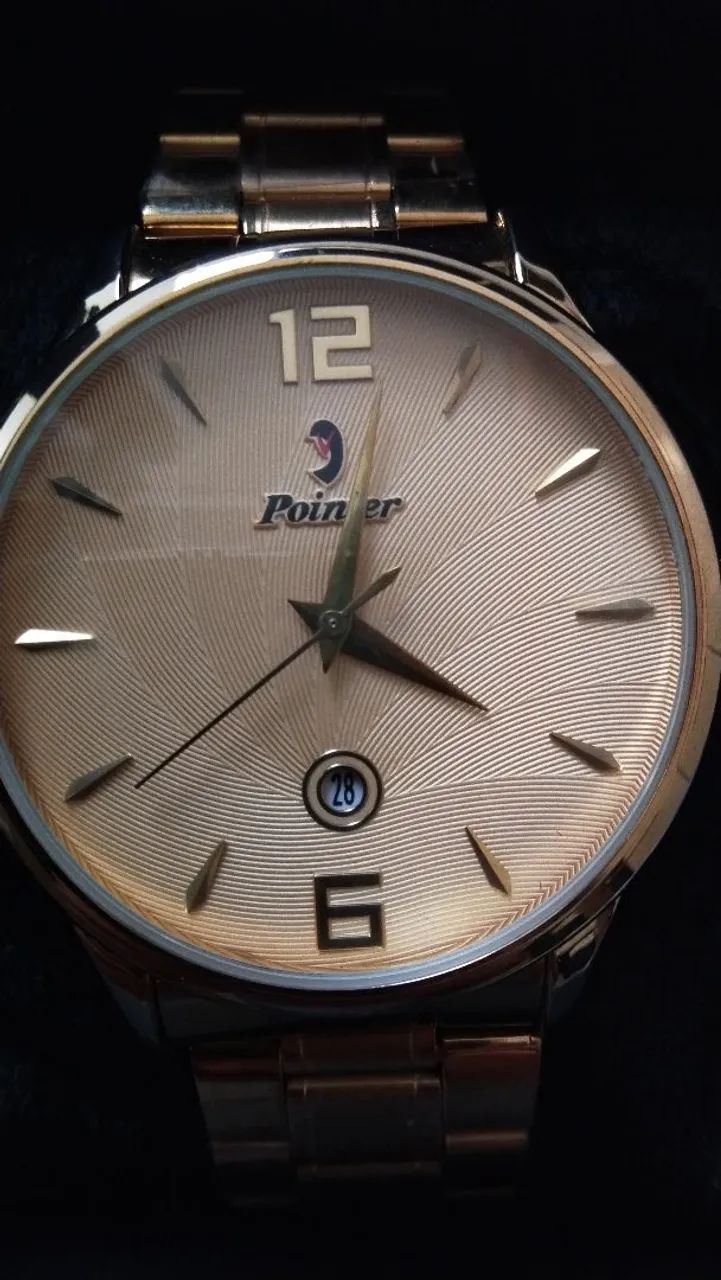 Relógio Pointer Dourado Novo - Aço Inox, Elegante e Original - Foto 5
