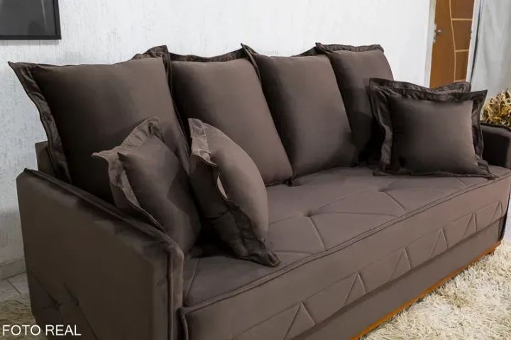 Sofá 3 lugares Vican Linho  2.00m   Molas Bonnel - Foto 3