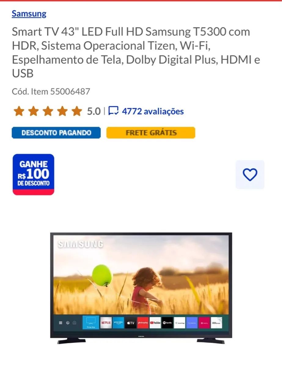 SMART TV SAMSUNG 43 FULL HD