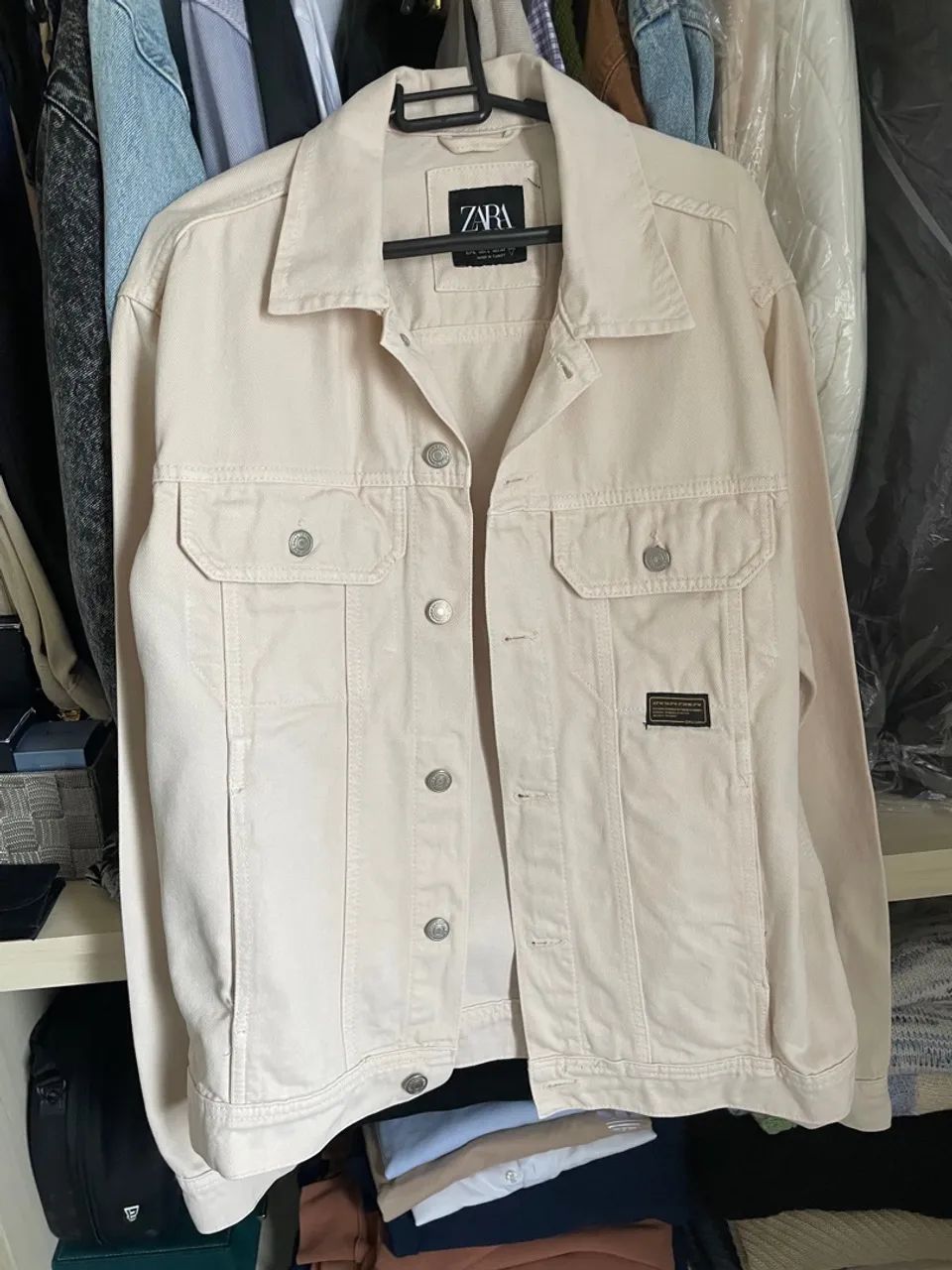 Jaqueta Jeans Zara Bege Claro