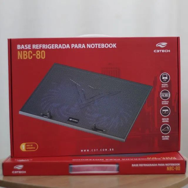 Base para notebook 17,3 polegadas 2 Fans 2 Níveis de Altura Led Azul C3Tech