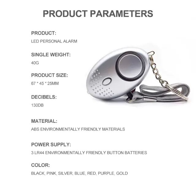 Chaveiro de Autodefesa com Alarme Página de Emergência 130dB para Crianças - Foto 6