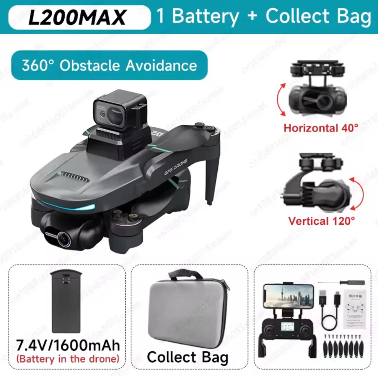 Drone L200 Pro Max 4K com GPS64318619200387120