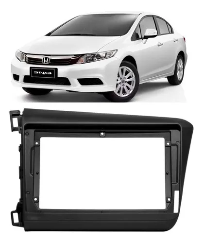 Moldura Painel 2 Din 9 Polegadas Civic 2012 Até 2015 Preto