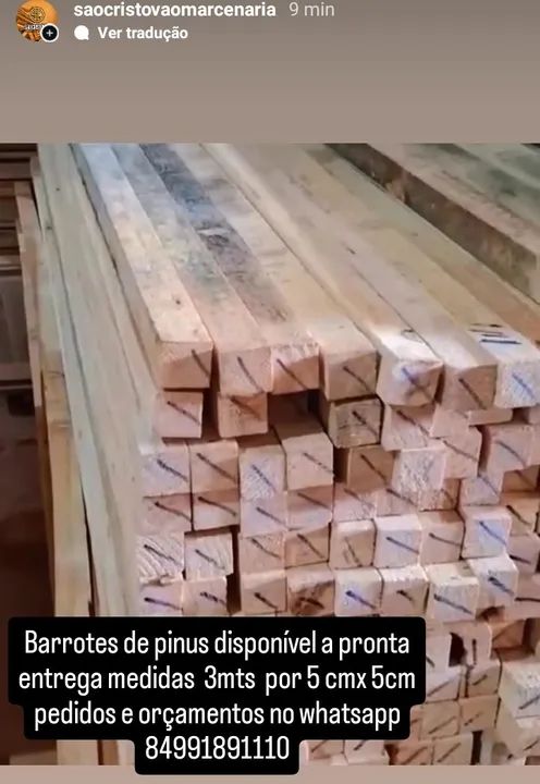 Barrotes de Pinus para Construção - 3mts x 5cm x 5cm