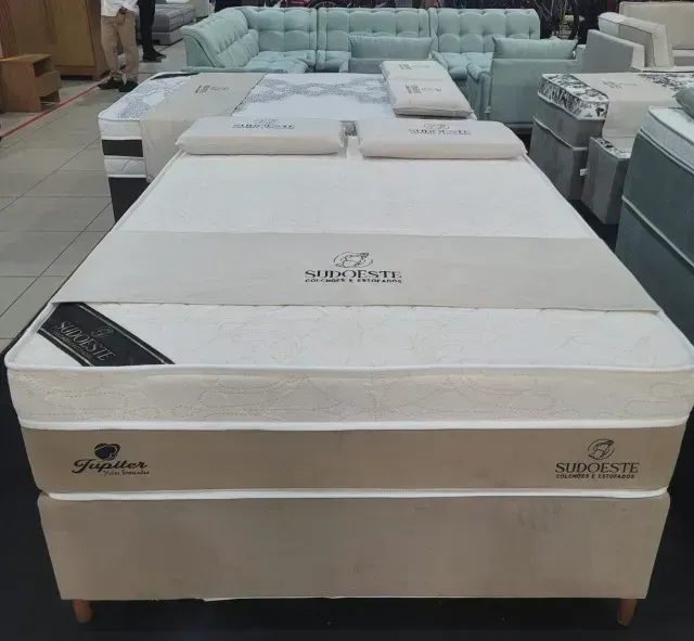 Promoção Conjunto casal de molas ensacadas Júpiter base e colchão (entrega grátis)