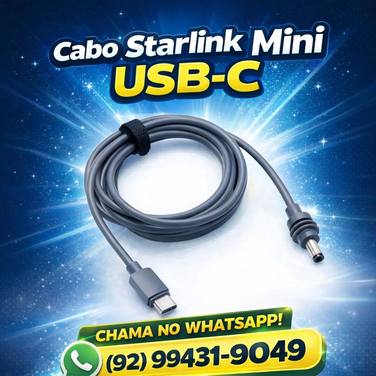 Cabo Starlink Mini USB 3M - USB Reforçada 