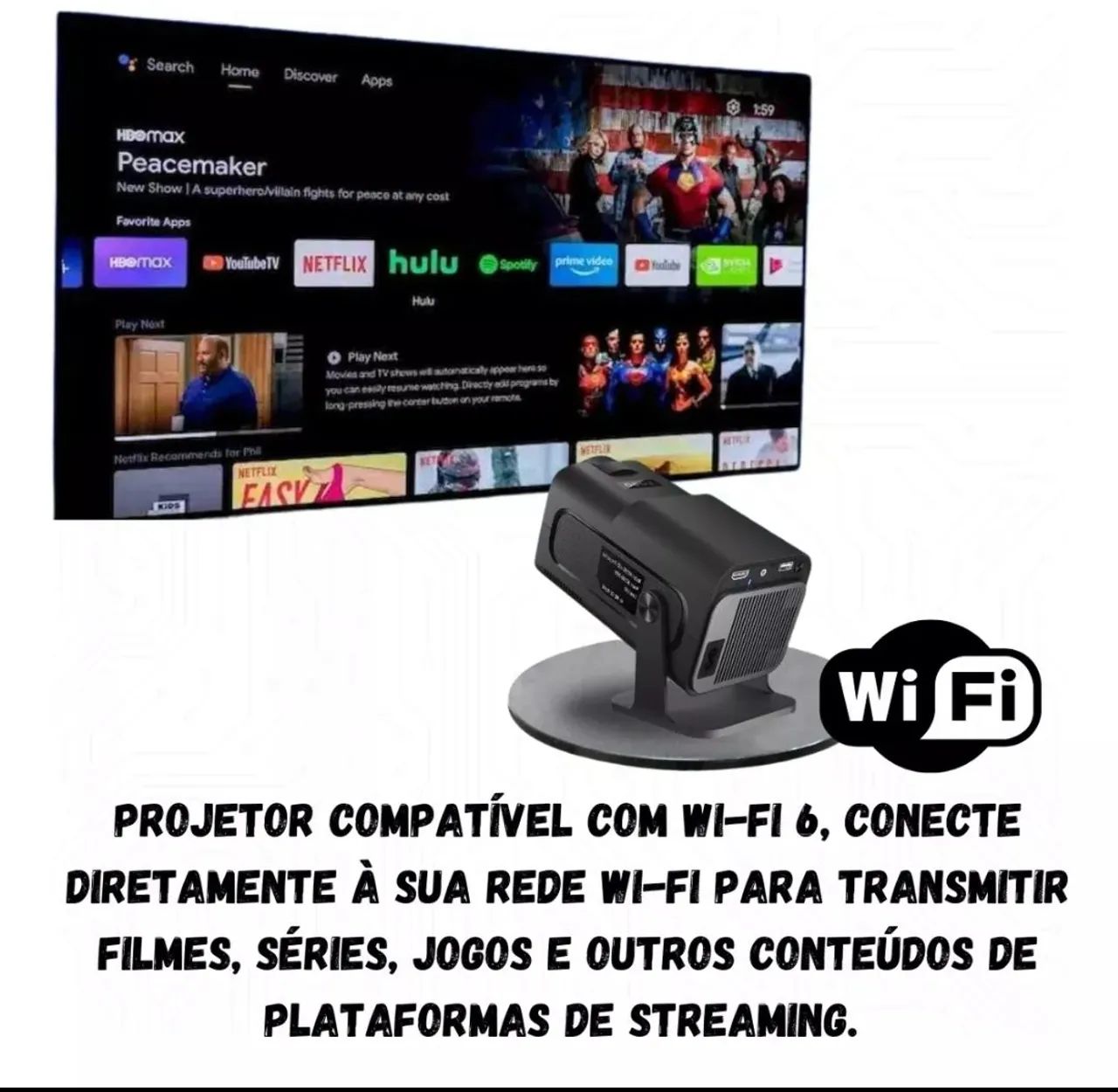 Projetor 4k Ultra Hd Hy320 Smart Wi-fi 6<br>Bluetooth Android - Foto 6