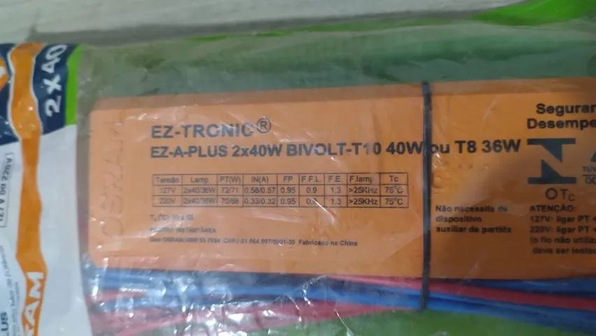 Reator Eletronico Osram 2 X 40/W 110/220v Bivolt T8 36w
