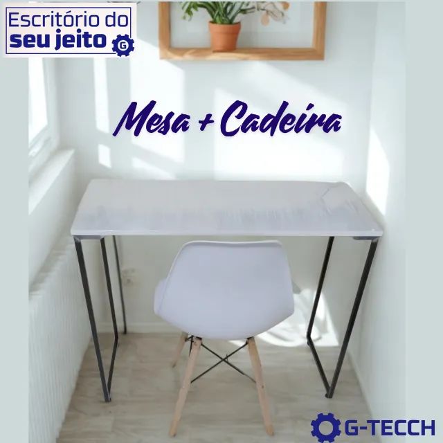 Escrivaninha + cadeira KIT NOVO Mesa Estilo Industrial Multiuso para Escritório Notebook - Foto 3