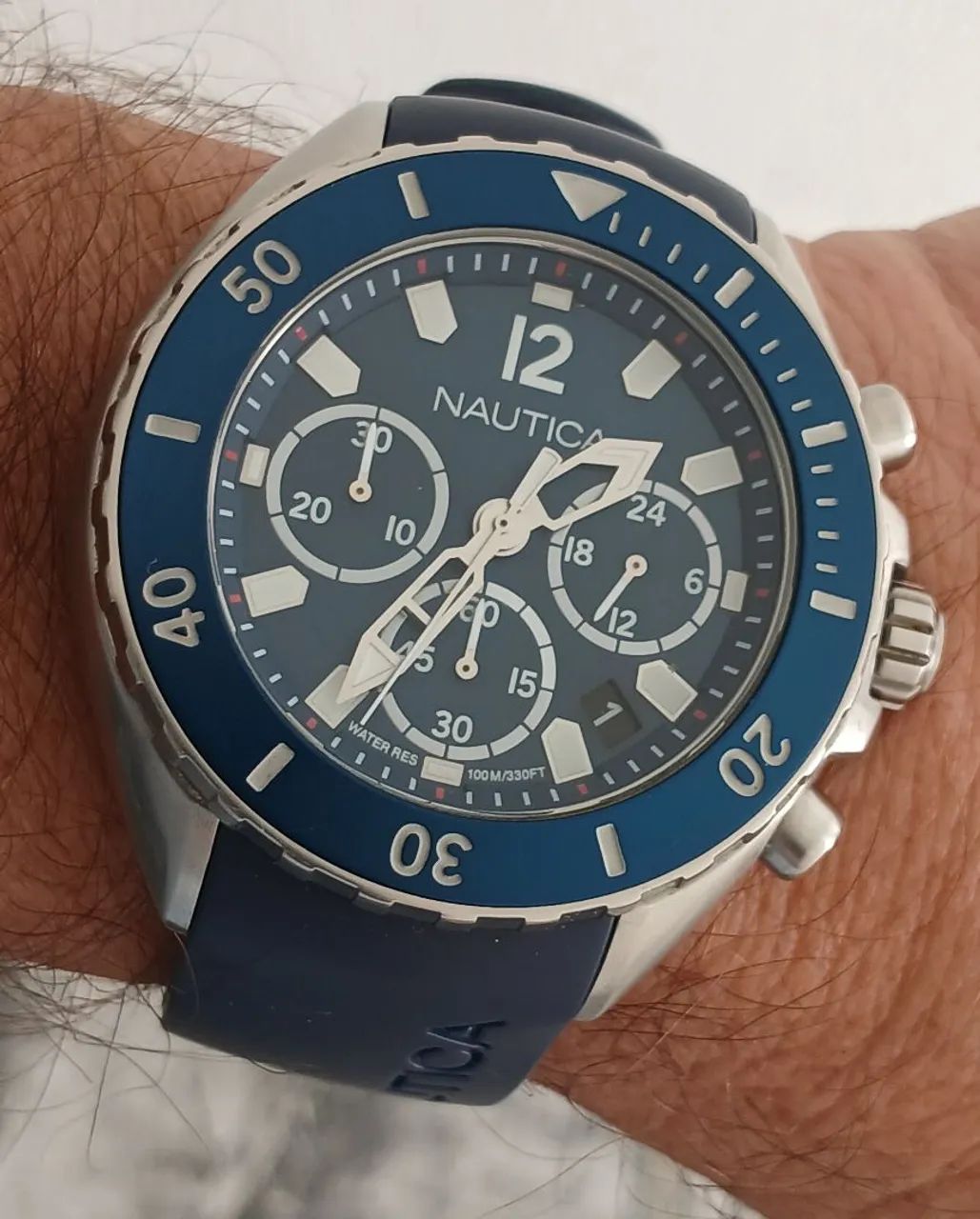 Relógio Nautica Chronograph Diver Azul - original belíssimo  - Foto 3