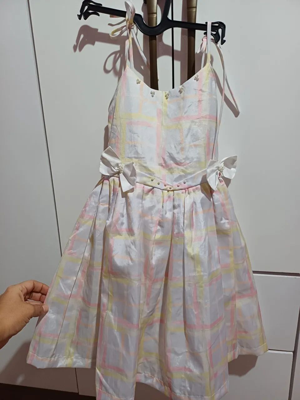 Vestido Infantil Xadrez com Detalhes Delicados