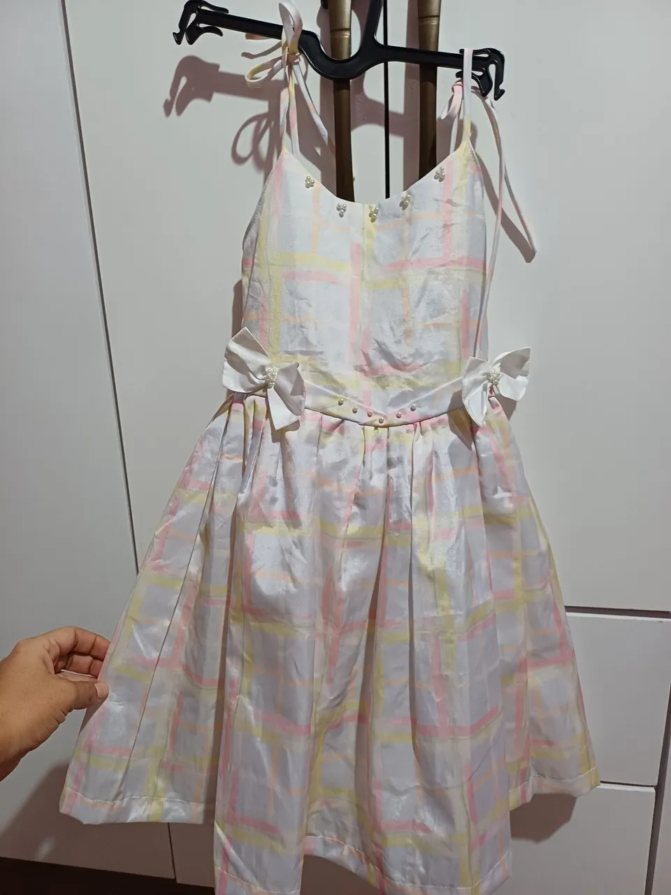 Vestido Infantil Xadrez com Detalhes Delicados