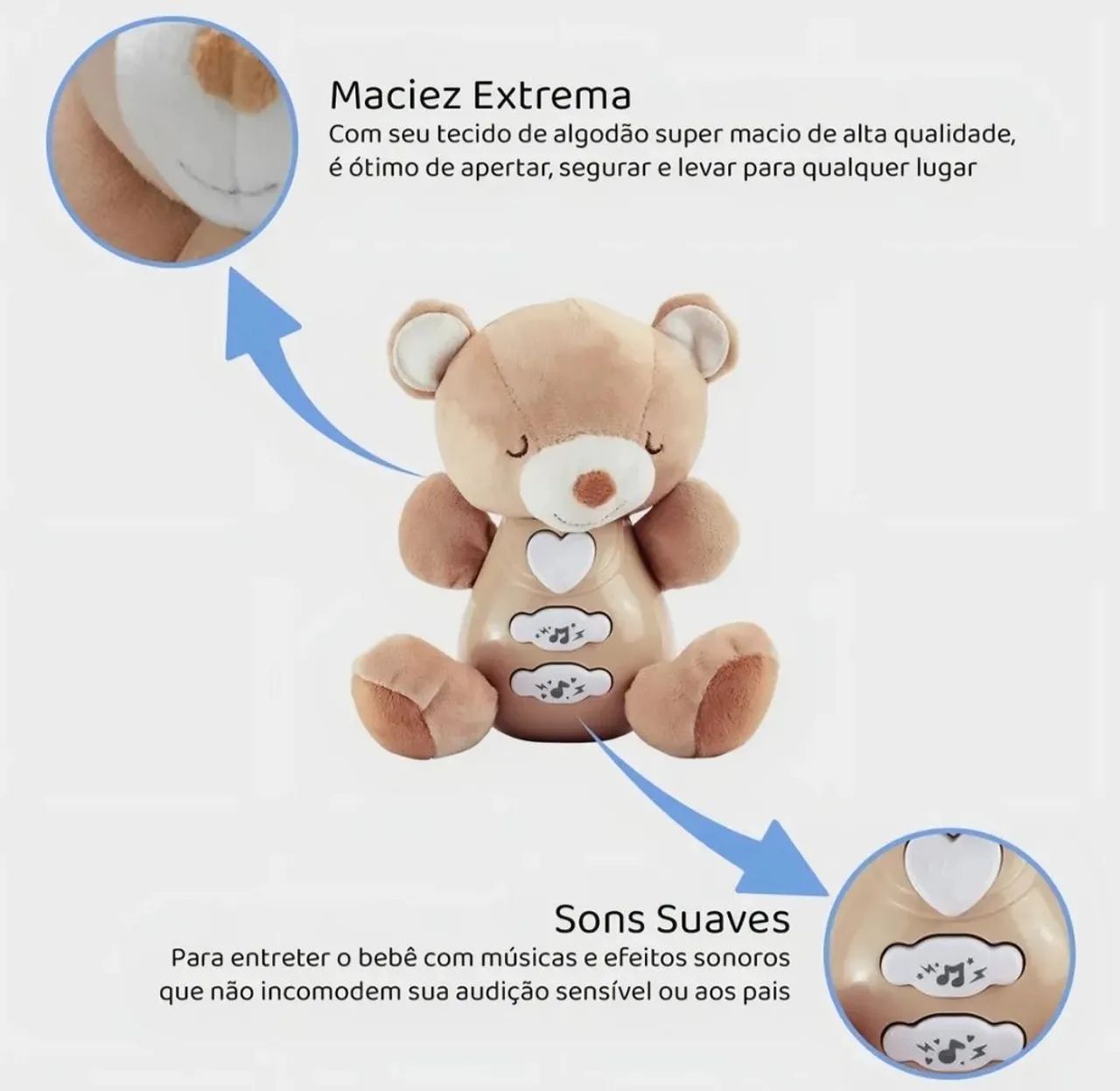 Ursinho musical com luz e sons calmantes - Clingo - Foto 3