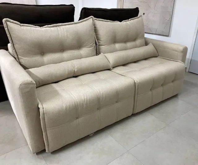 Sofá Cama 2,15m Retrátil e Reclinável Novo Promoção