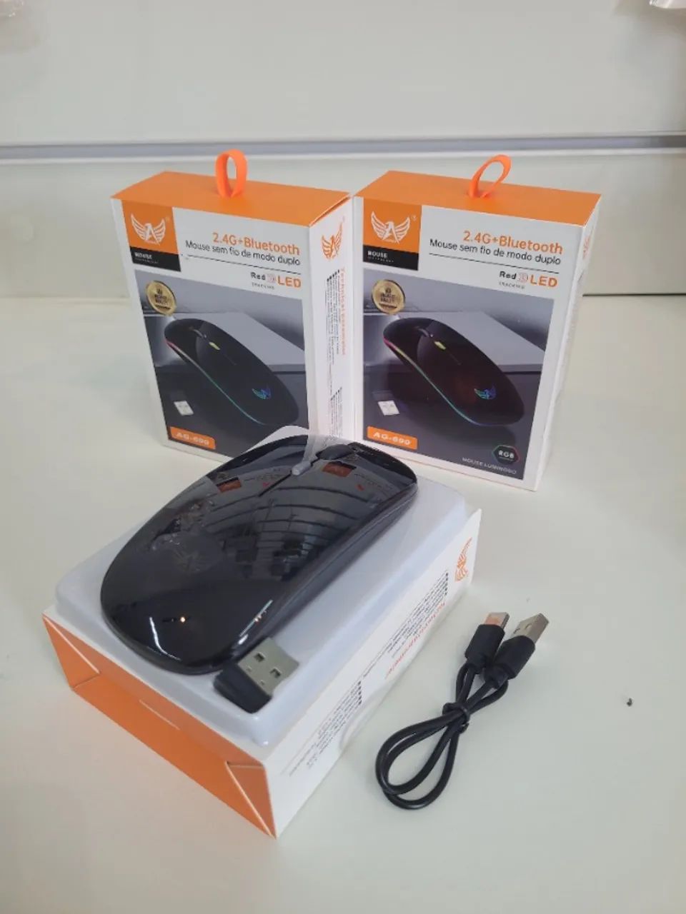 Mouse sem fio RECARREGAVEL 2in1 WiFi e Bluetooth, RGB - Foto 2
