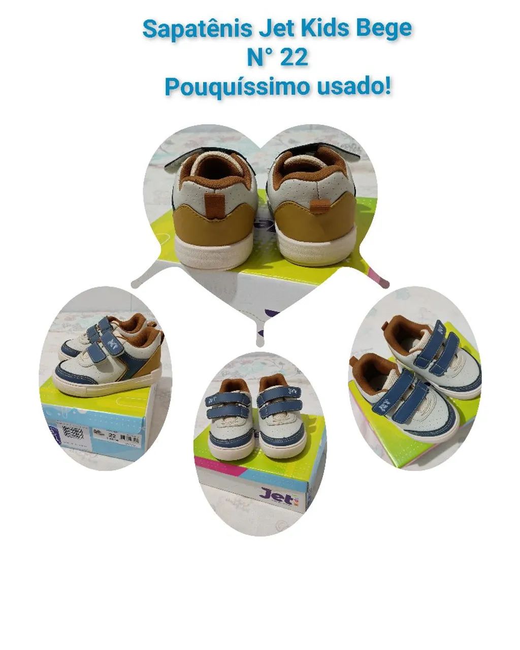 Tênis Jet Kids Bege N° 22 - Pouquíssimo Uso!