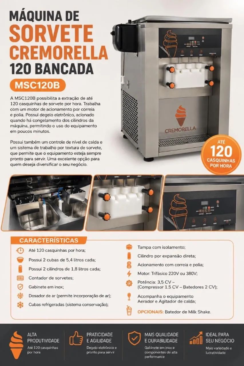 Máquina de sorvete expresso com batedor de milk shake acoplado  - Foto 4
