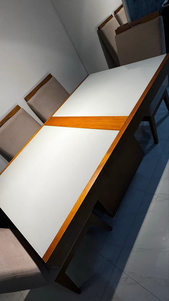 Mesa tampo de vidro 6 e 8 lugares  - Foto 5