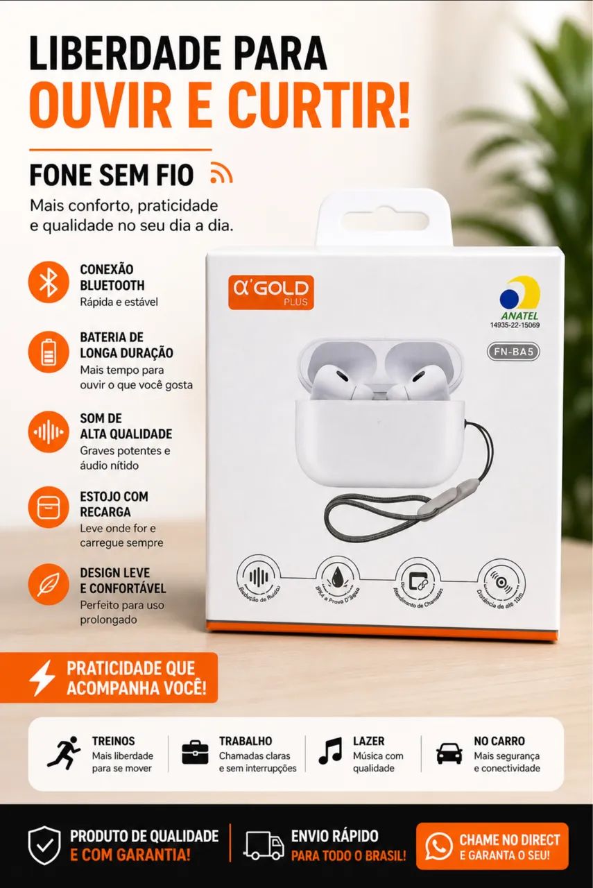 FONE DE OUVIDO BLUETOOTH FN-BAS  Excelente 