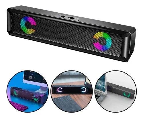 Caixa de Som Para Pc Gamer Sound Bar Led Usb - Foto 3