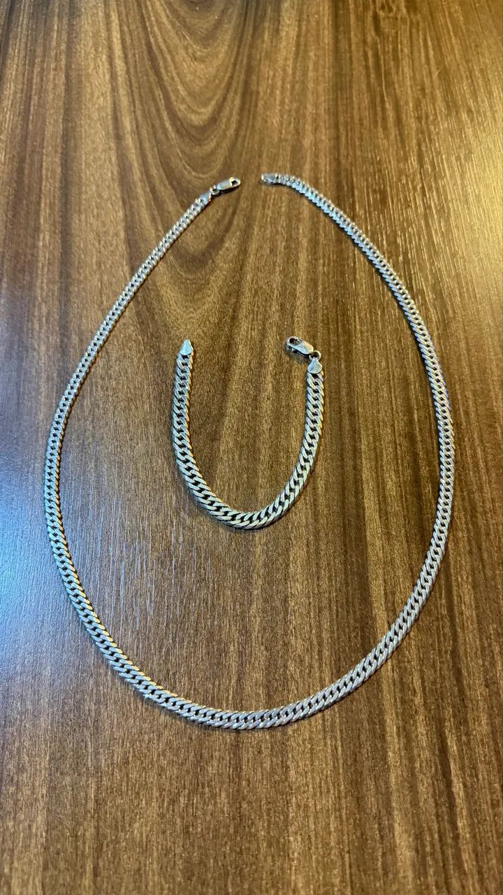 Corrente e pulseira prata 925