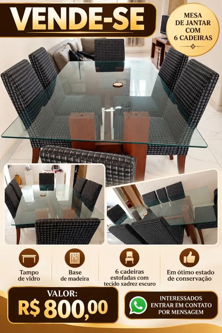 Vende Mesa de jantar com 6 cadeiras  - Foto 2