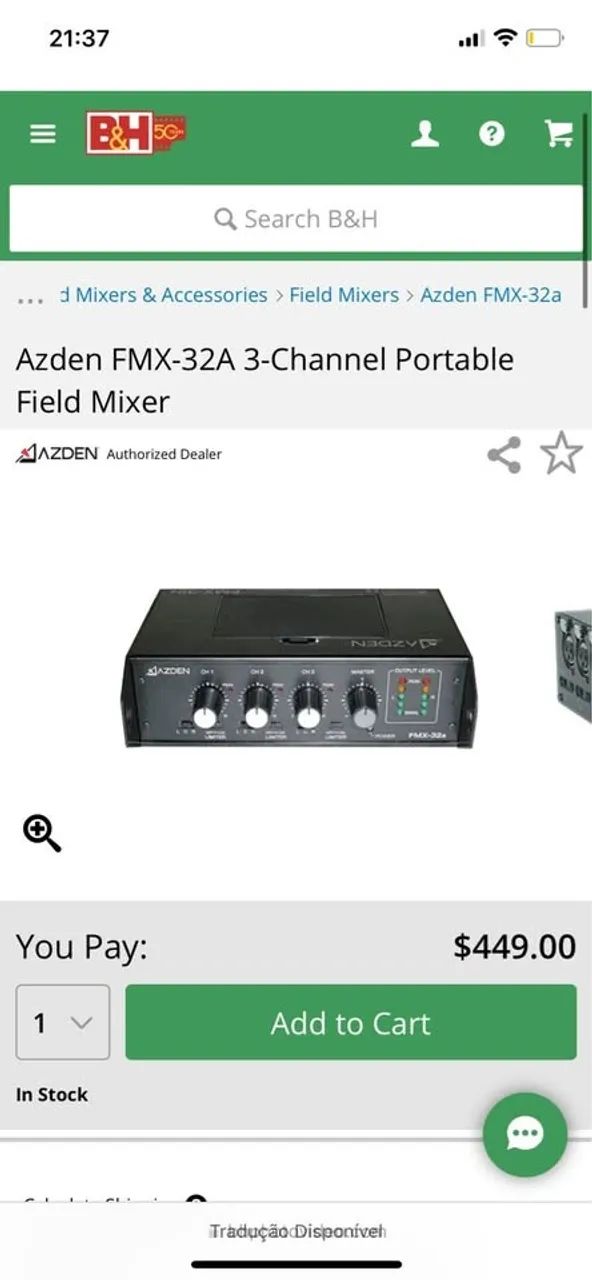 mixer portátil AZDEN FMX-32a - Equipamentos e Acessórios de Som