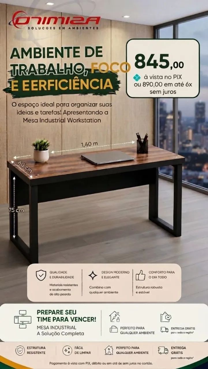 MESA PARA ESCRITÓRIO EM PROMOÇÃO COM ENTREGA GRÁTIS 