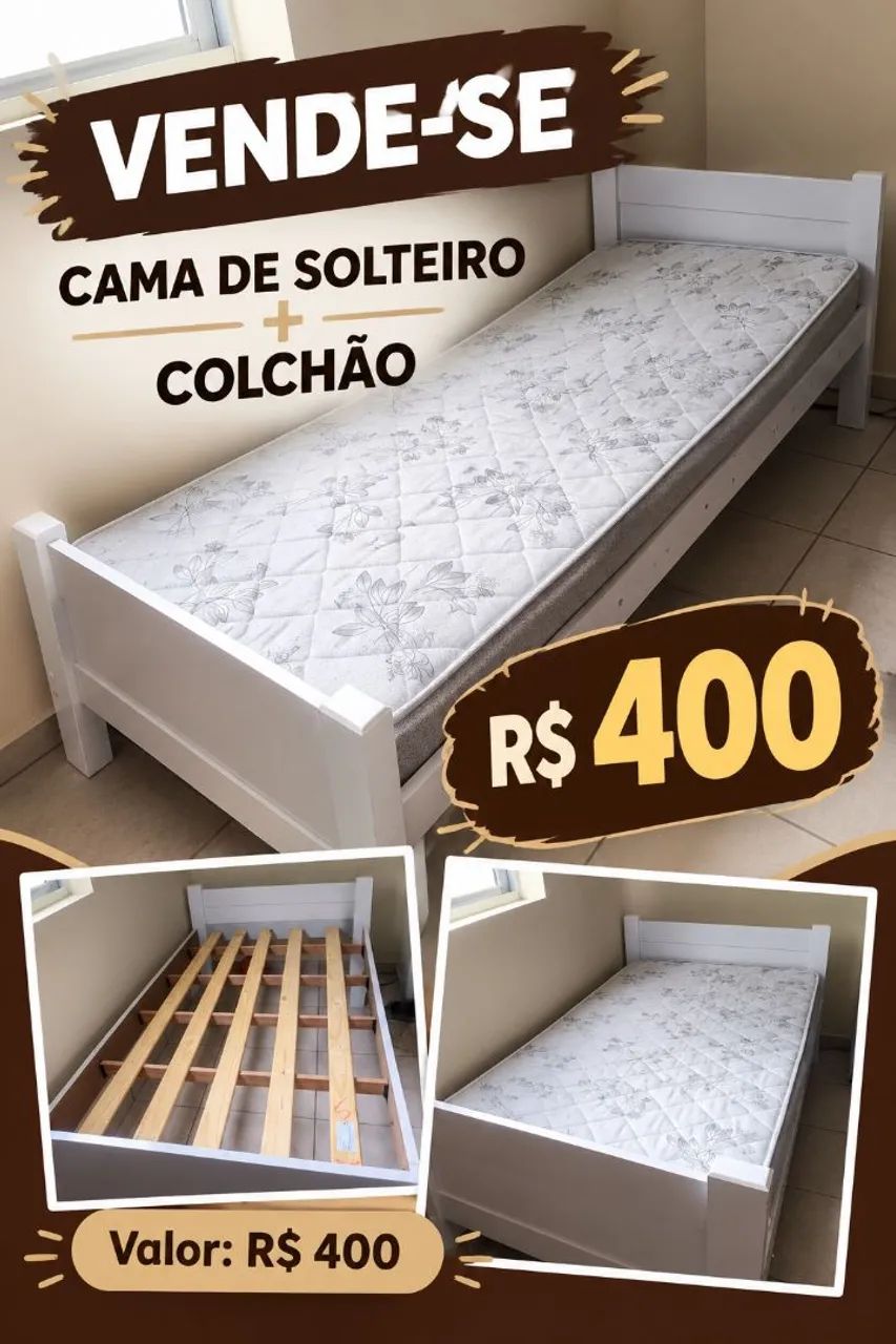 Vendo cama com colchão de solteiro  - Foto 5