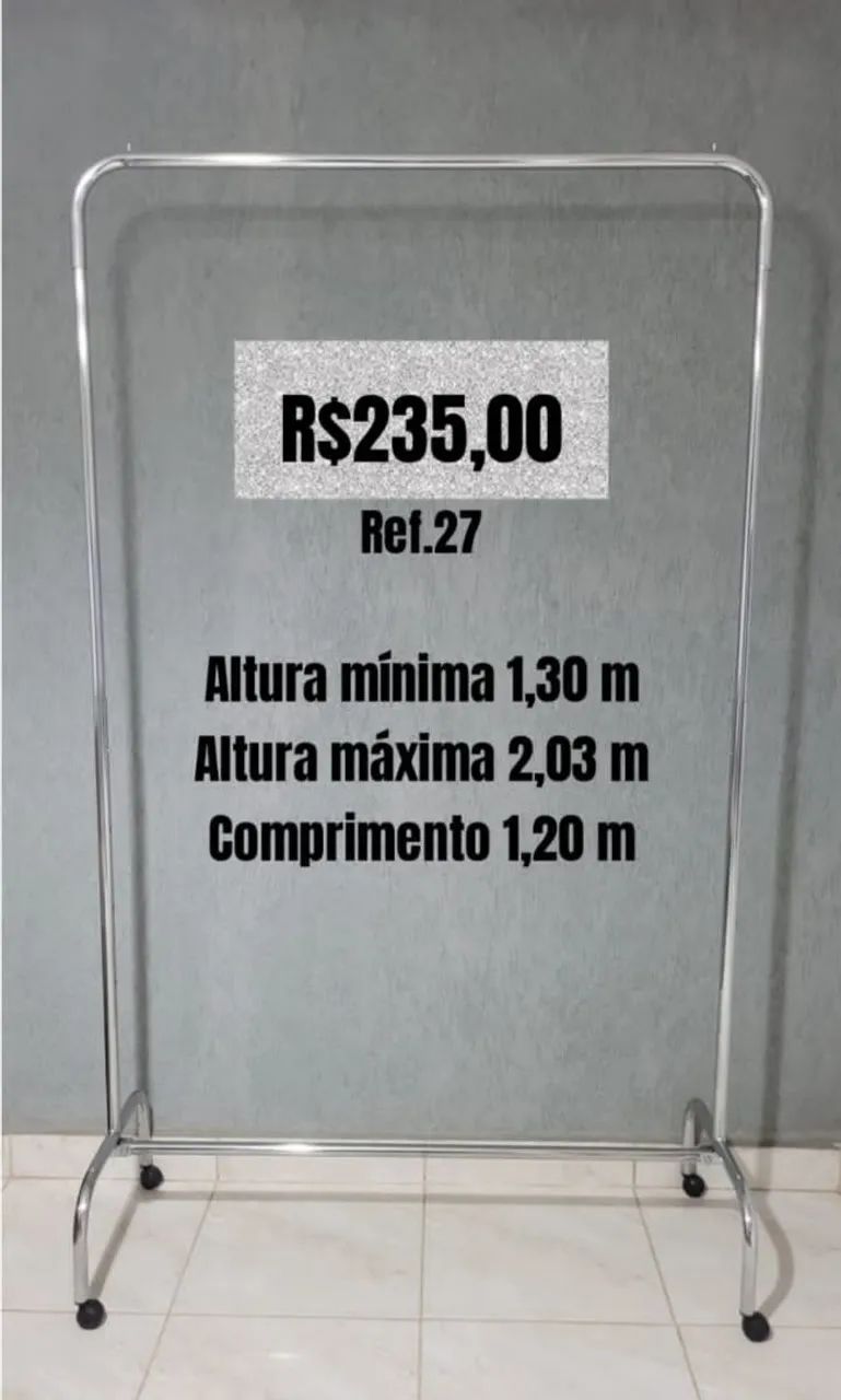 Arara cromada com rodinhas 
