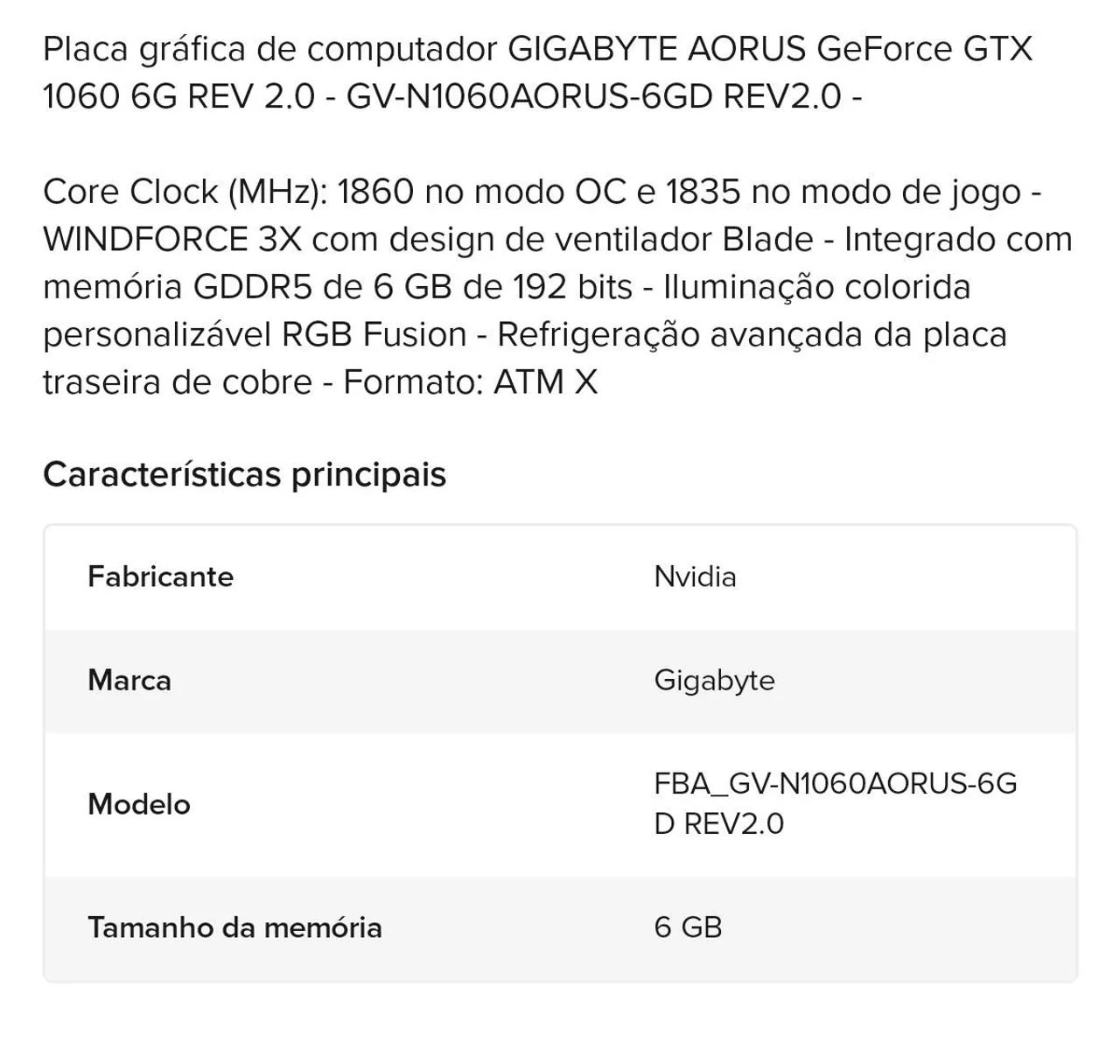 Placa de vídeo Geforce GTX 1060 - Foto 2