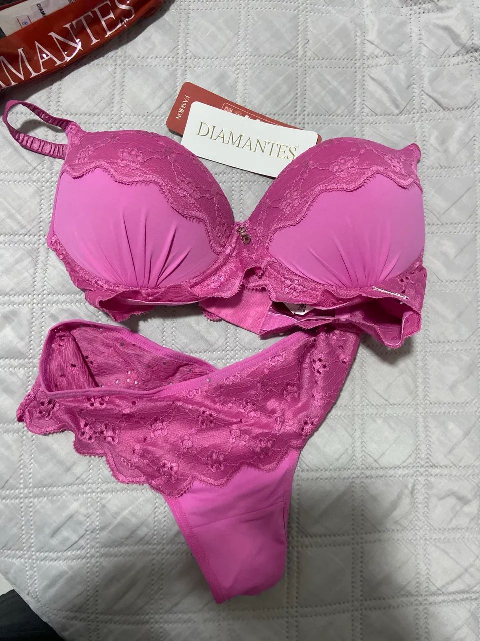 Conjunto Lingerie C/base + biquíni - Diamantes 