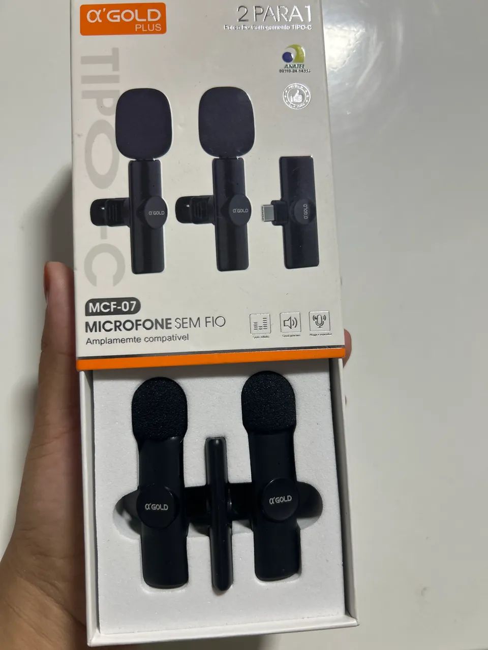 Microfone de lapela Tipo C