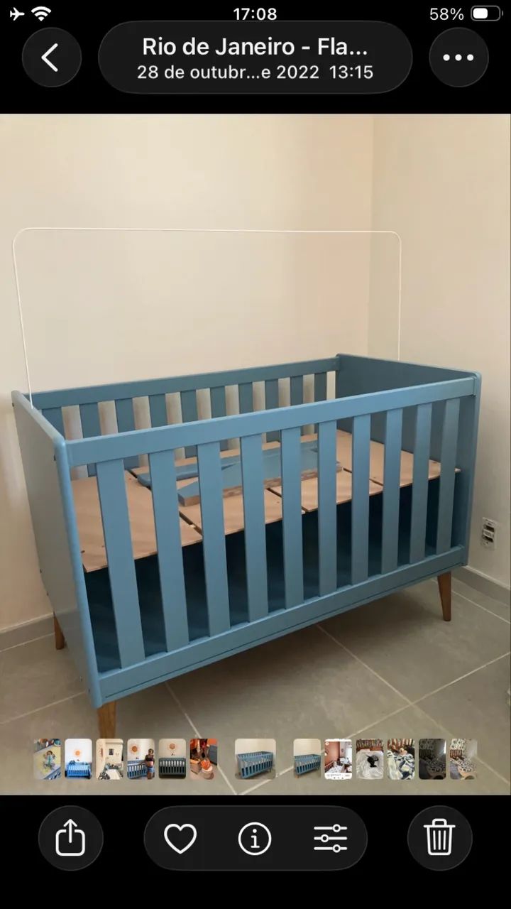 Berço Retrô Theo Azul