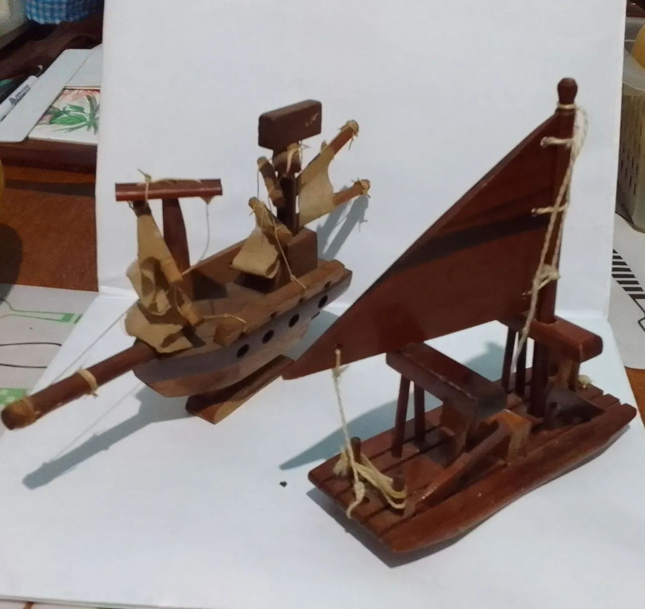 Jangada e barquinho de madeira artesanal - Foto 5