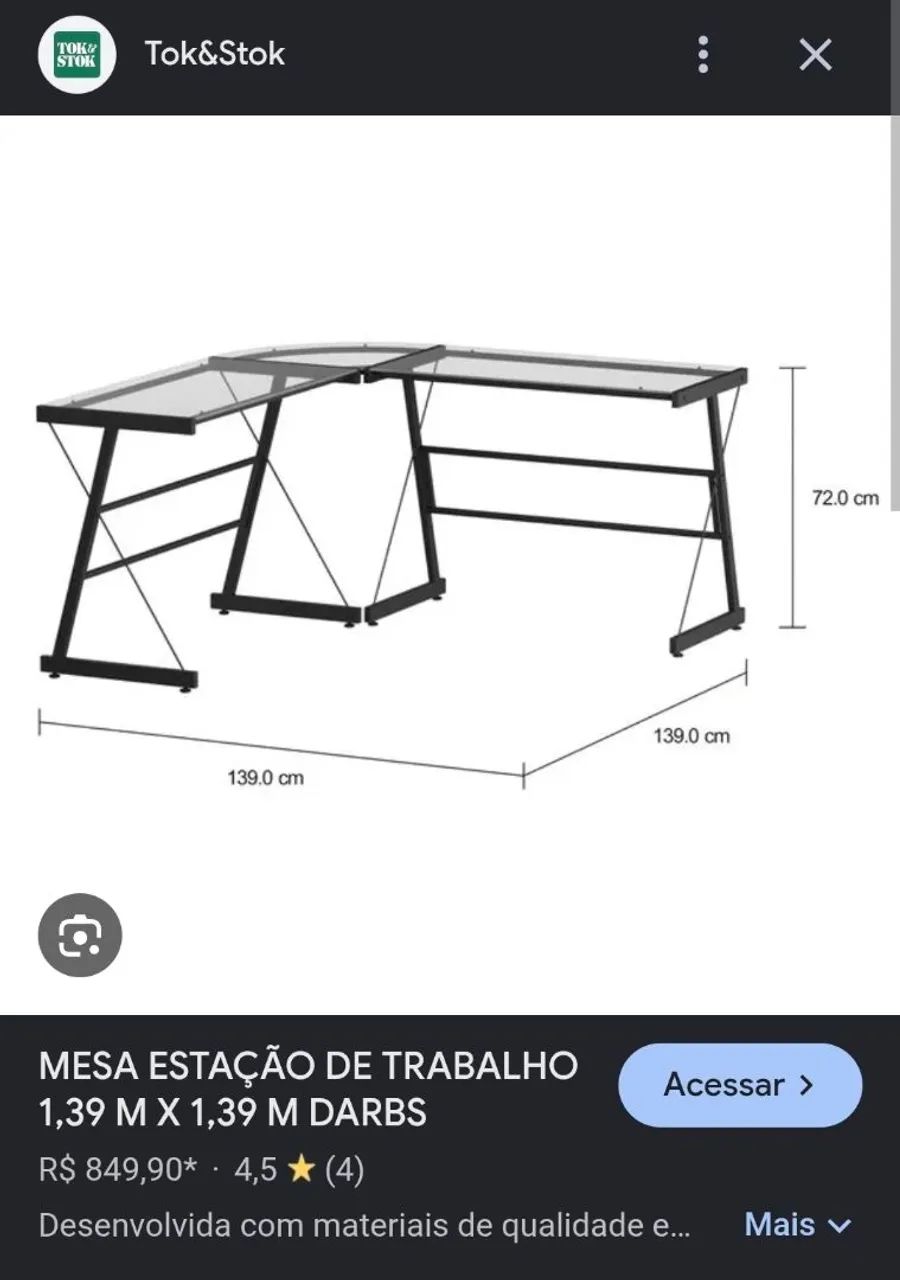 Mesa estação de trabalho / escrivaninha Tok Stok - Foto 4
