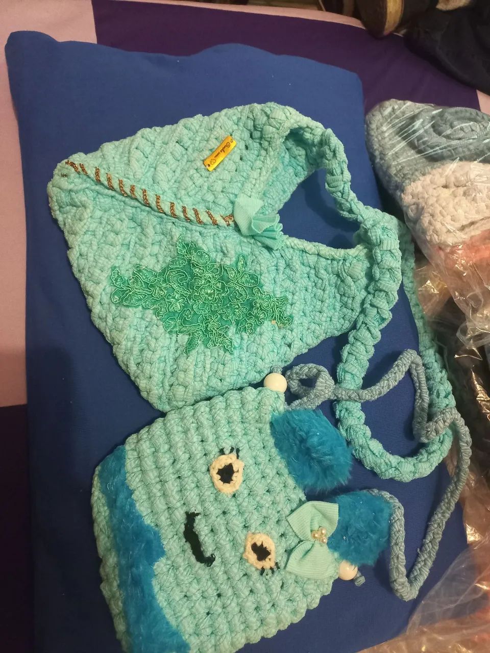 Bolsa de crochê fio de malha  - Foto 4