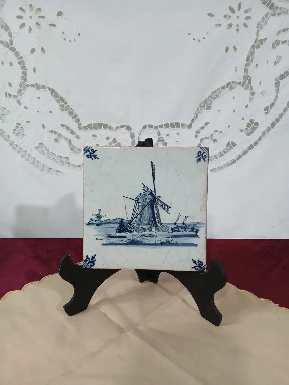 Antigo Azulejo de Cerâmica Delft 