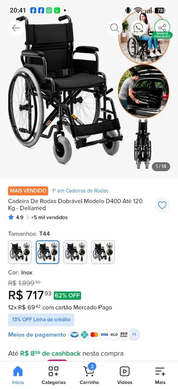 Cadeira de rodas semi nova  - Foto 3