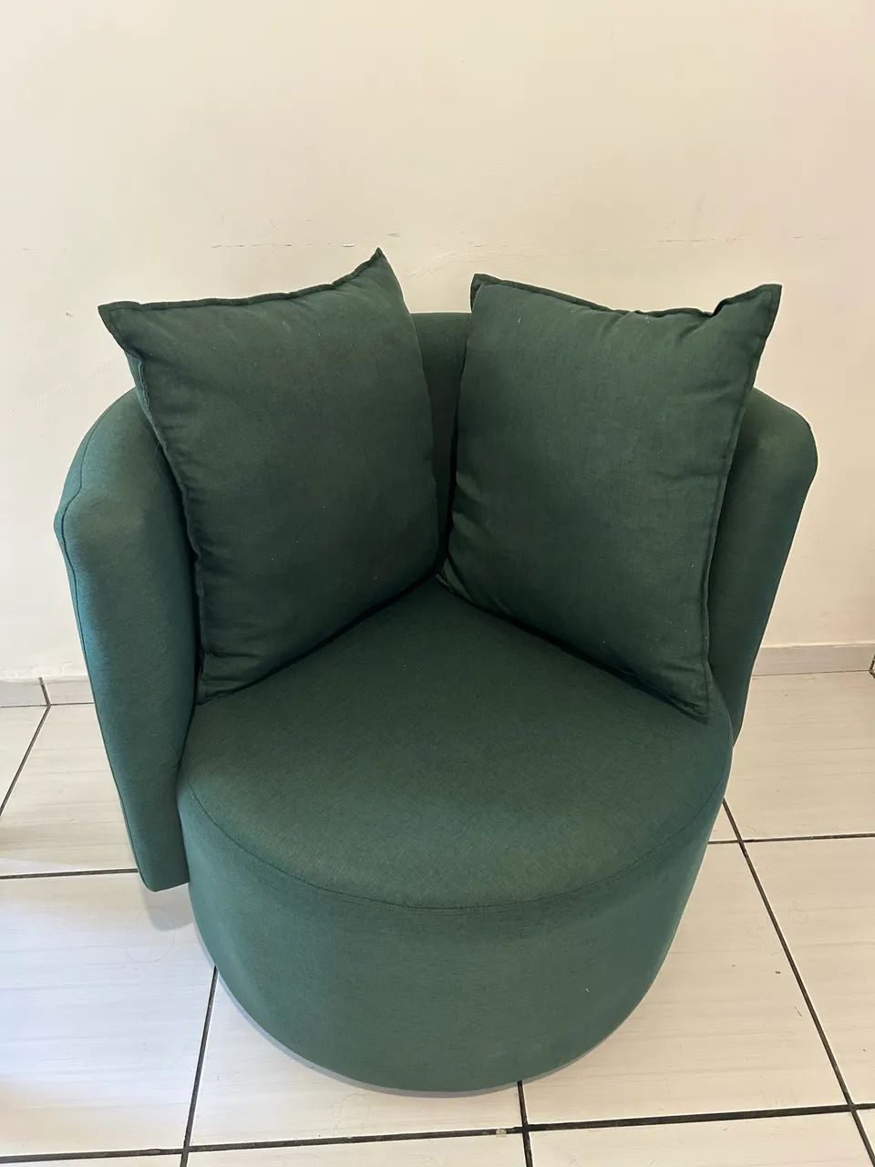 Poltrona de linho luxo verde giratória  - Foto 2