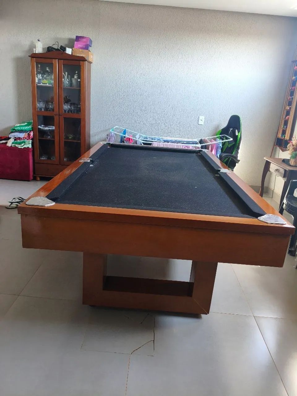 Mesa de cinuca e jantar (madeira e pedra ardósia ) luxo  - Foto 3