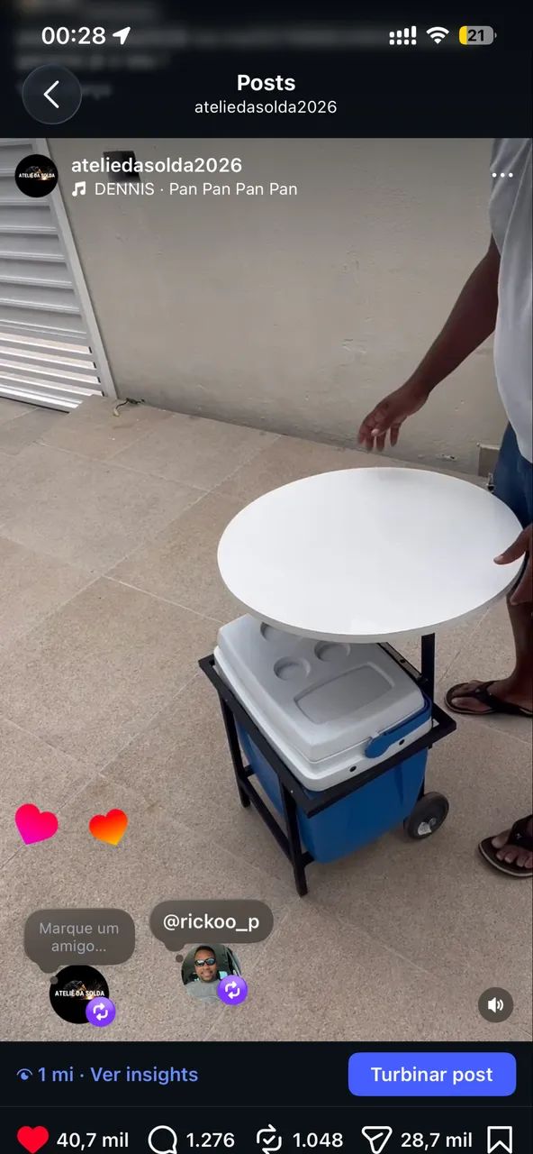 Carrinho com mesa e suporte para cooler  - Foto 2