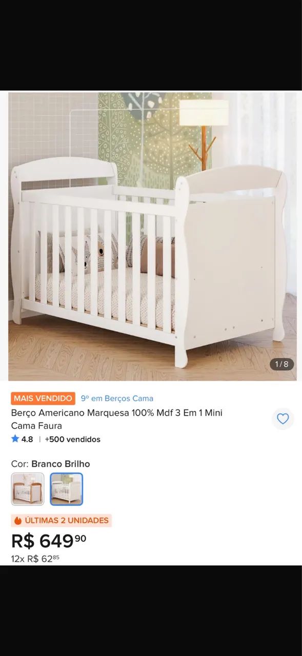 Berço americano 3 em 1 (mini cama) 
