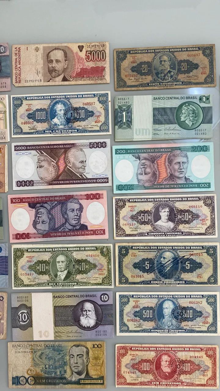 Lote Completo de Cédulas Antigas Brasileiras e Estrangeiras - +50 Unidades - Foto 5
